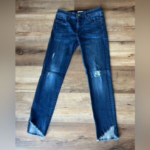 Warp + Weft Blue Skinny Jeans with Distressed Details